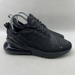 Nike Air Max 270 Running Shoes Women Size 7.5 Triple Black Comfort Low Sneakers
